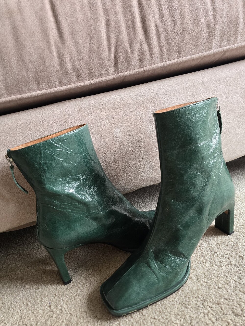 Ángel Alarcón Green Leather Ankle Boots EU 39 US 8.5 Made in Spain